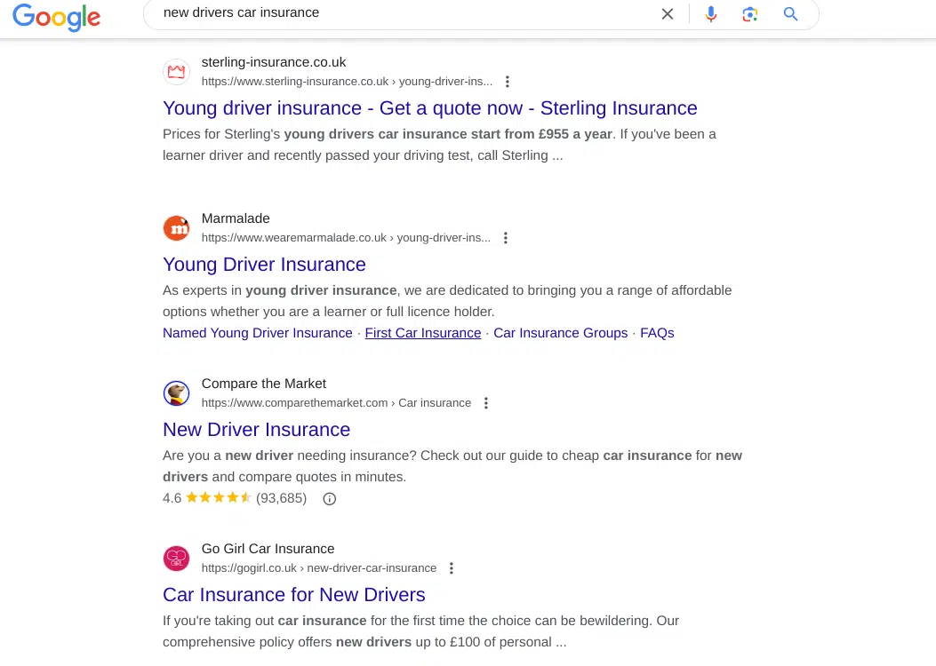 New drivers car insurance - Google search results