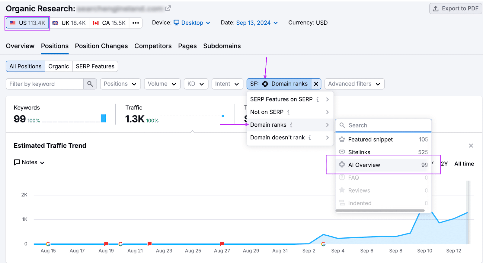 Semrush AI Overview tracking enhancement