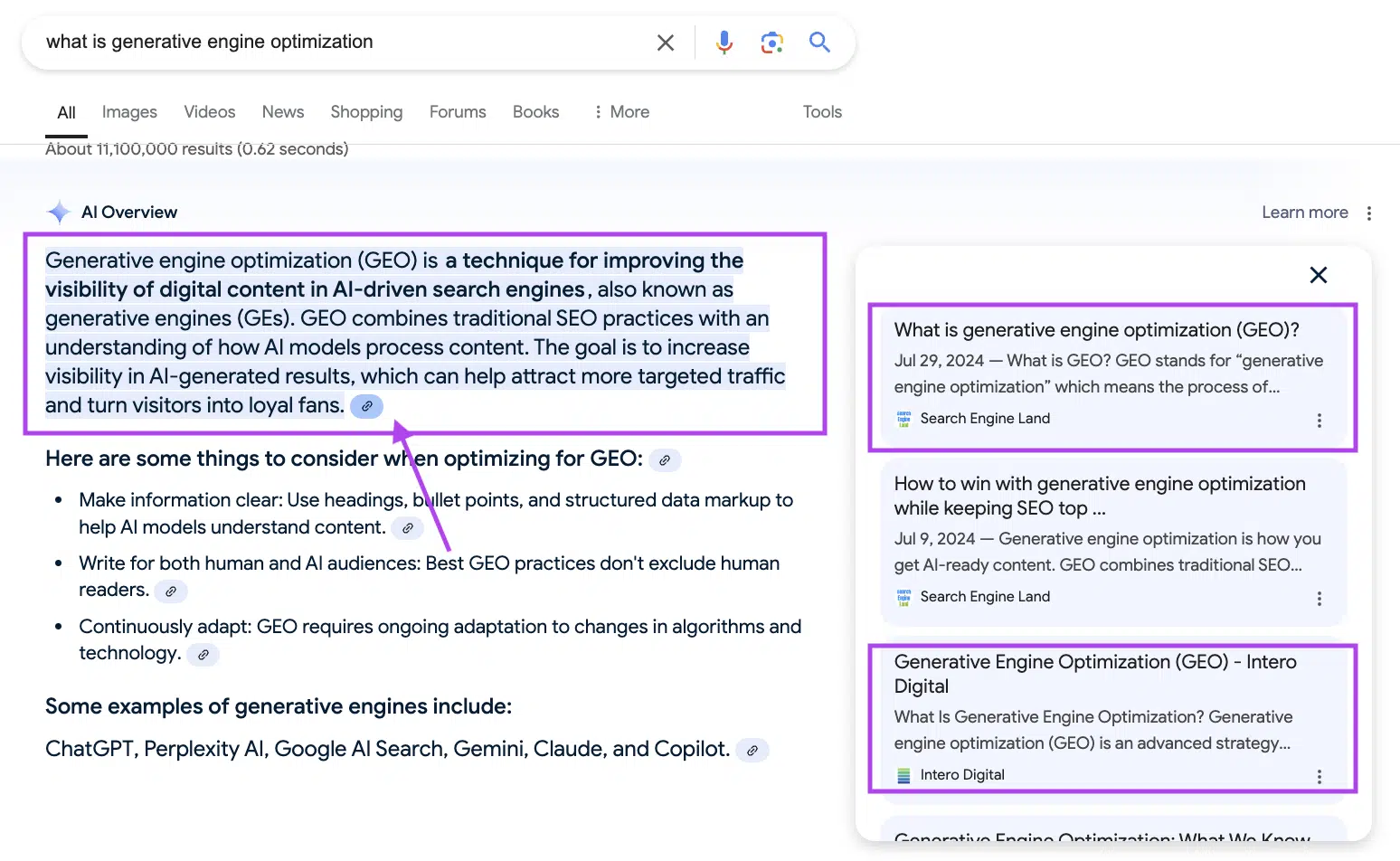 What is GEO - Google AI Overview result