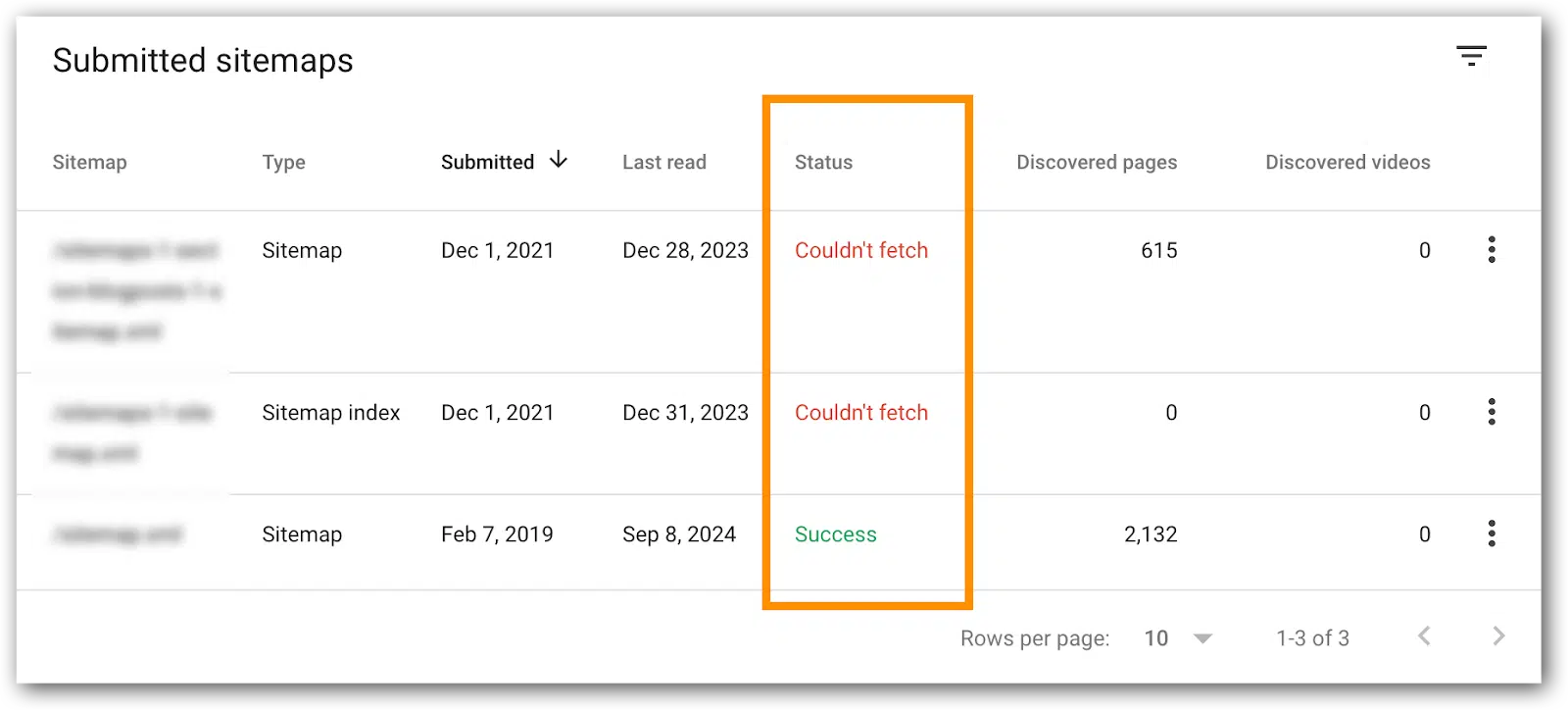 XML sitemap error 1