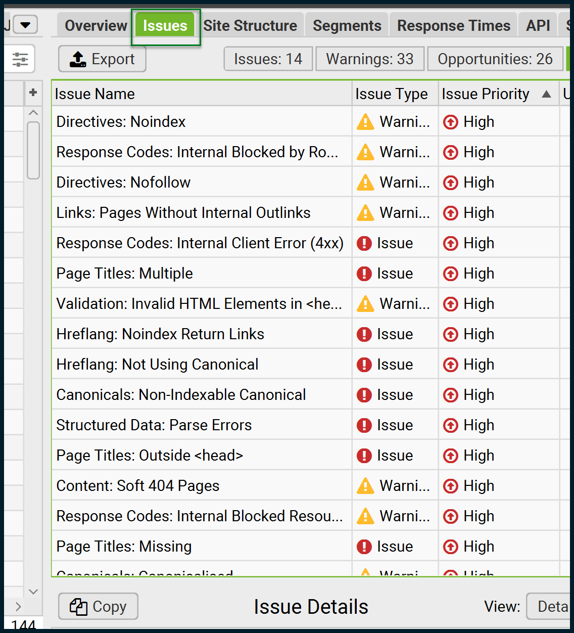 4-Screaming-Frog-Issues-Summary