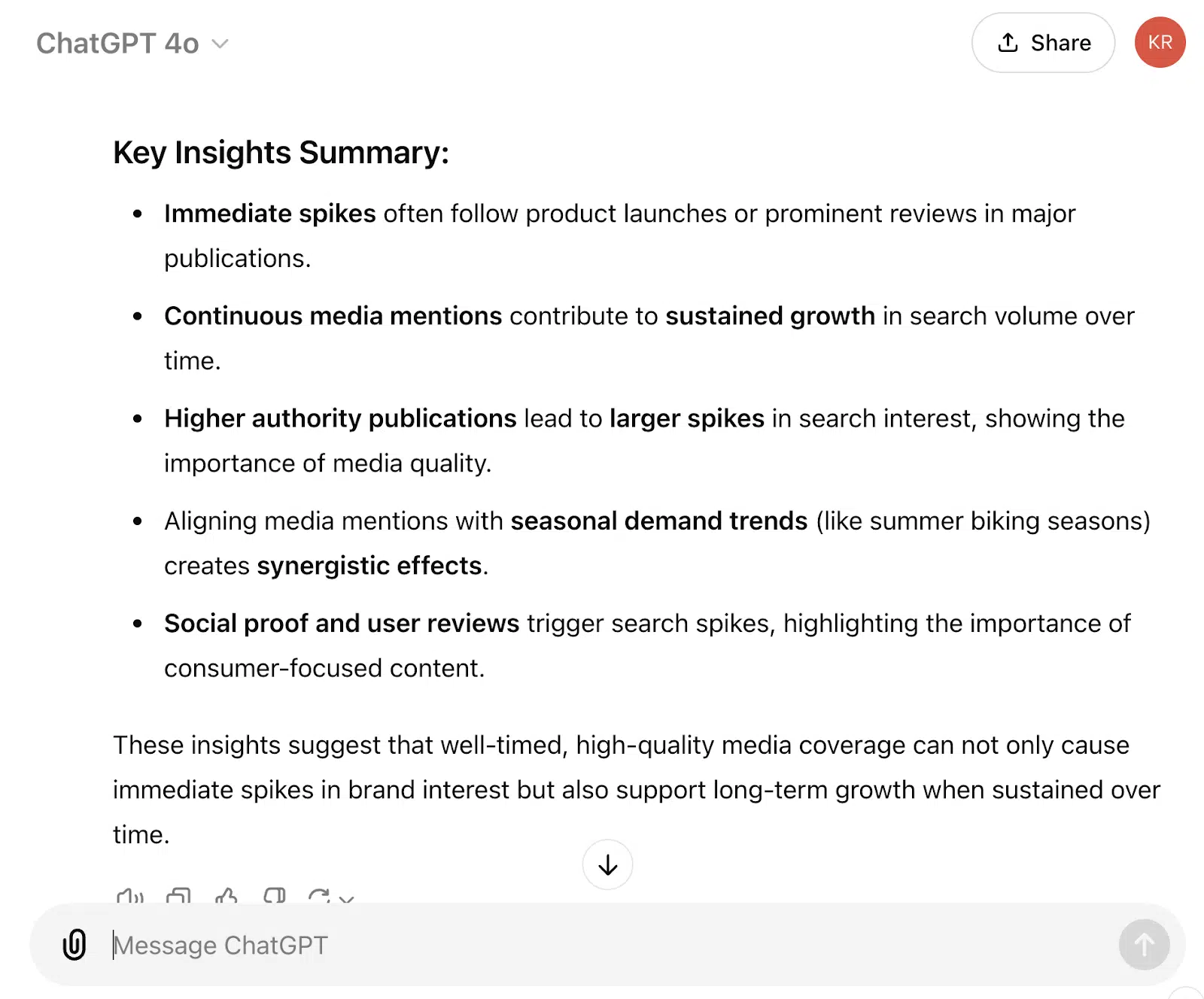 ChatGPT summary of key insights