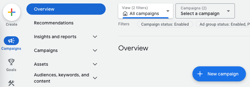Google Ads - New campaign