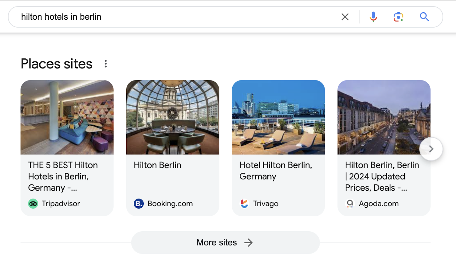 Google SERPs - hilton hotels in berlin