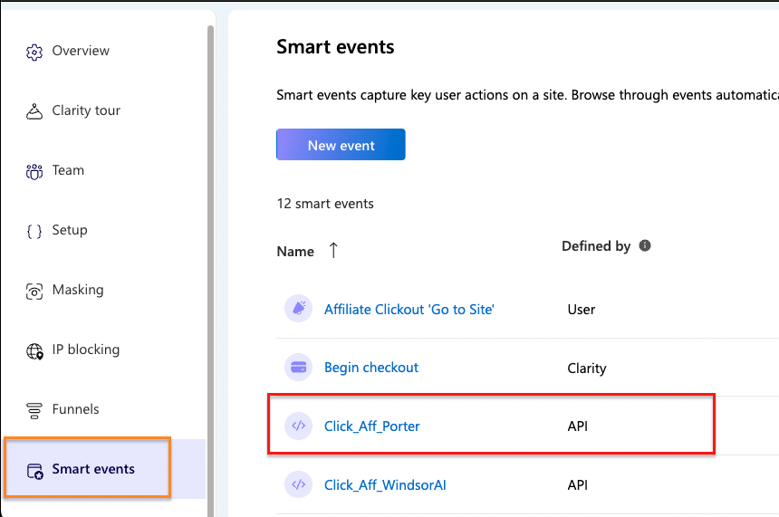 Microsoft Clarity - Smart events