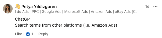 Petya Yildizgoren - LinkedIn comment on Amazaon Ads