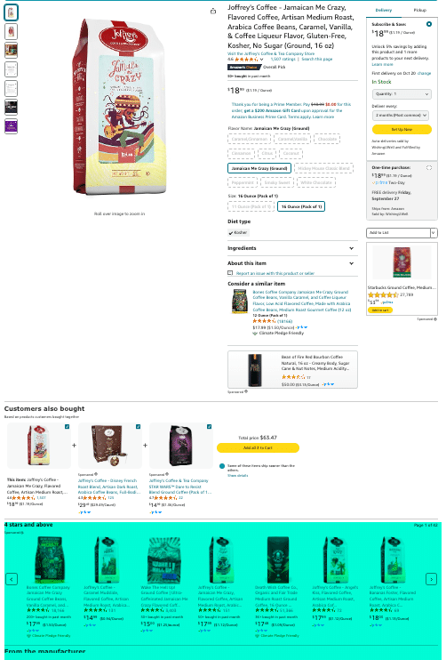 Sponsored Product Ads can also show on the product detail page. If you have a large product mix, targeting your own products to fill the digital shelf can be an effective strategy to reduce loss of marketshare to competitors.