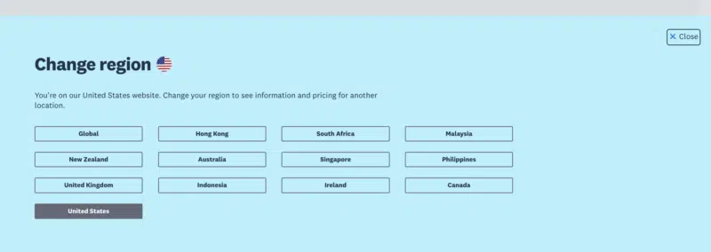 Exemple d'interstitiel de région de localisation de magasin éphémère