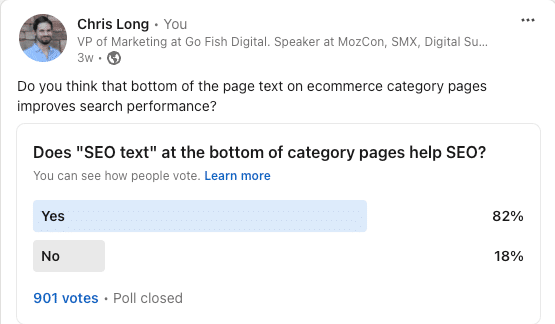 Category page - SEO content poll