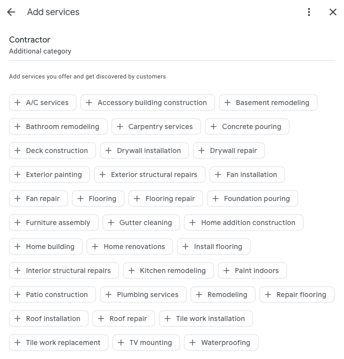 GBP - Contractor category