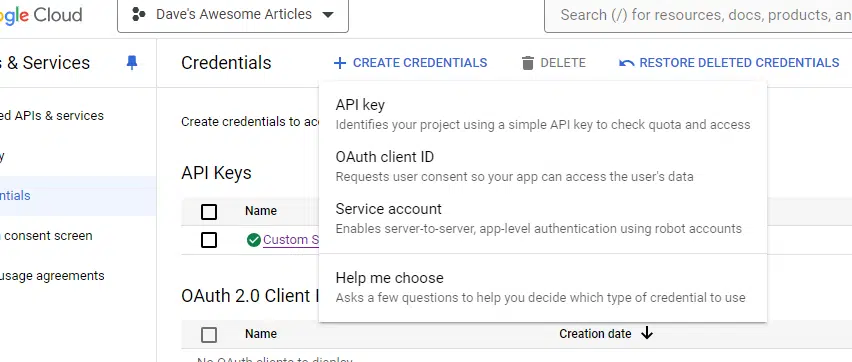 Google Cloud - Service acocunt credentials