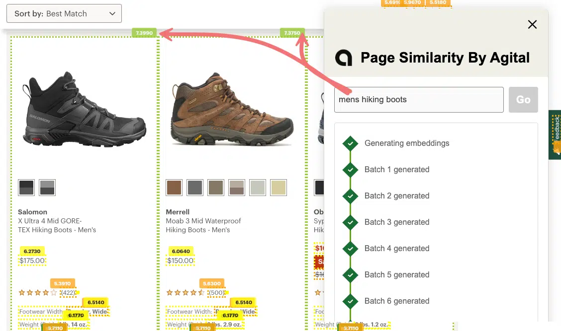 PLP - Page similarity score