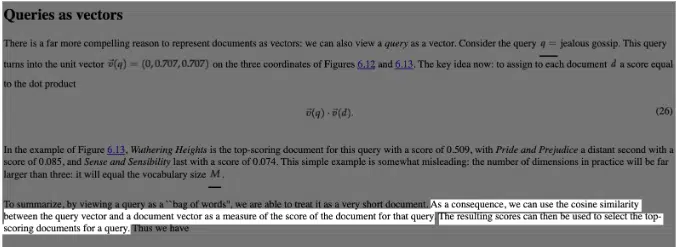 Pandu Nayak on cosine similarity