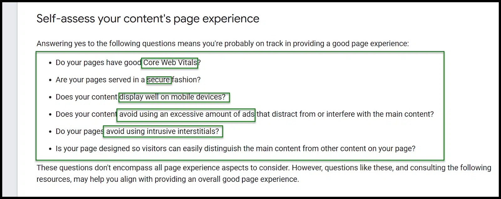 Self-assess your content's page experience