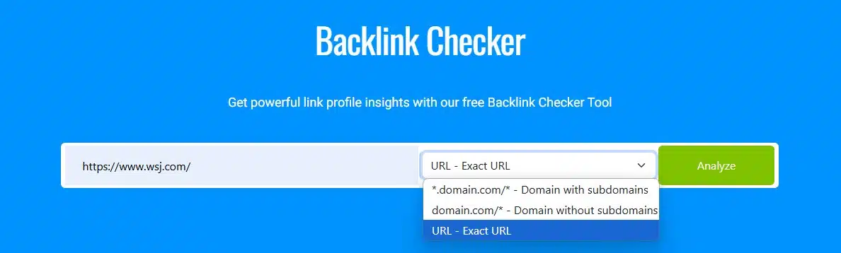 Image of query input field showing domain options