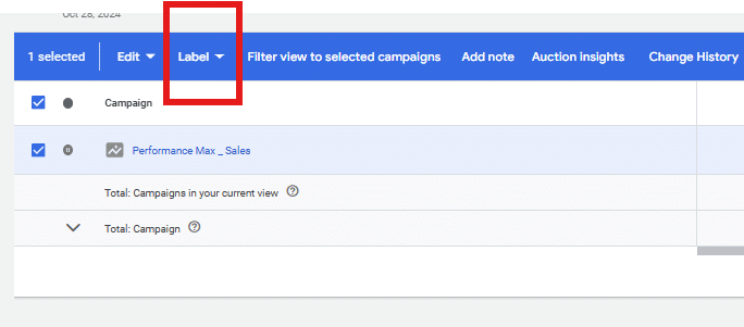 Creating labels in Google Ads