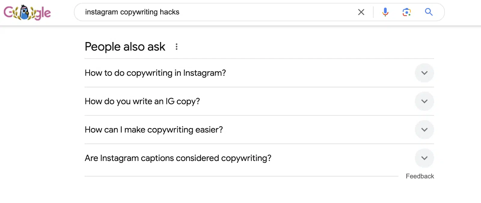 Google People also ask - instagram copywriting hacks