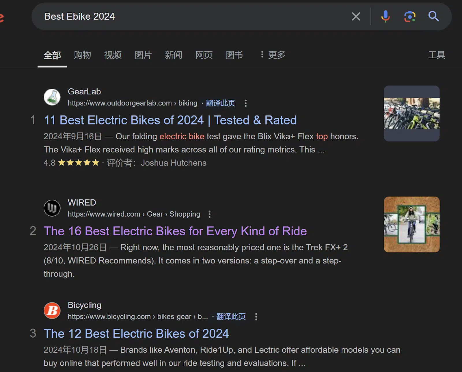 Google - best ebike 2024