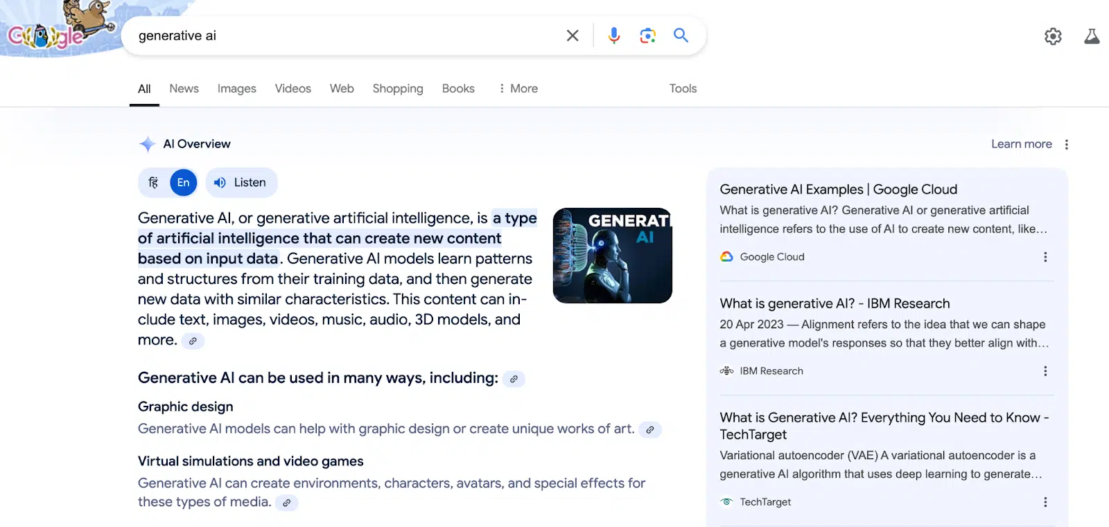 Google search - generative AI