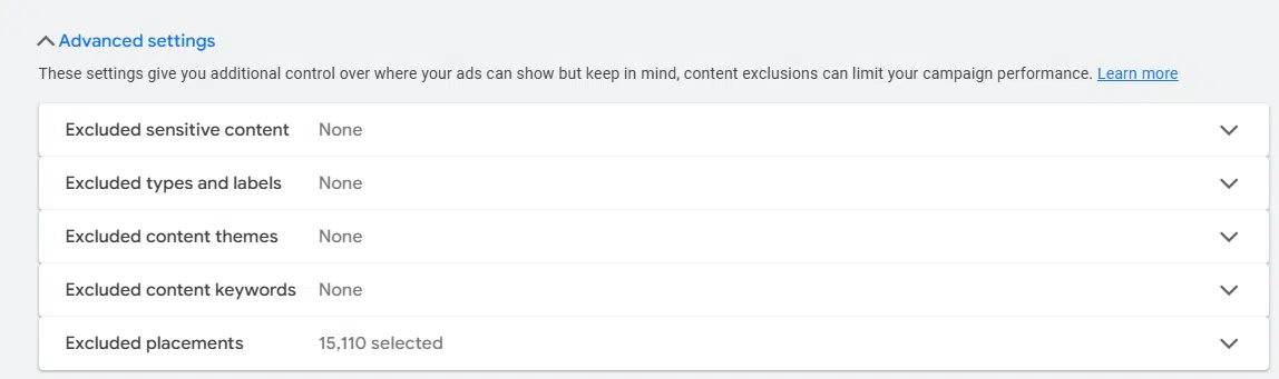 Microsoft Ads - URL exclusion downloads