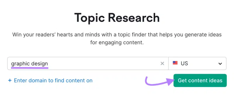 Semrush Topic Research tool