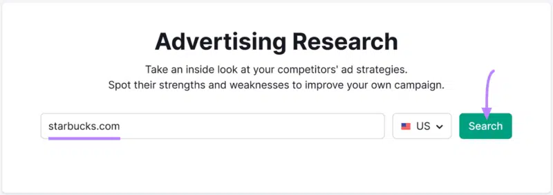 Semrush Advertising Research tool