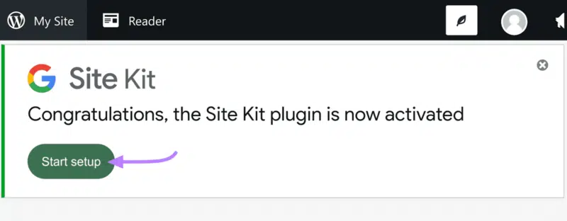 Activate Site Kit plugin