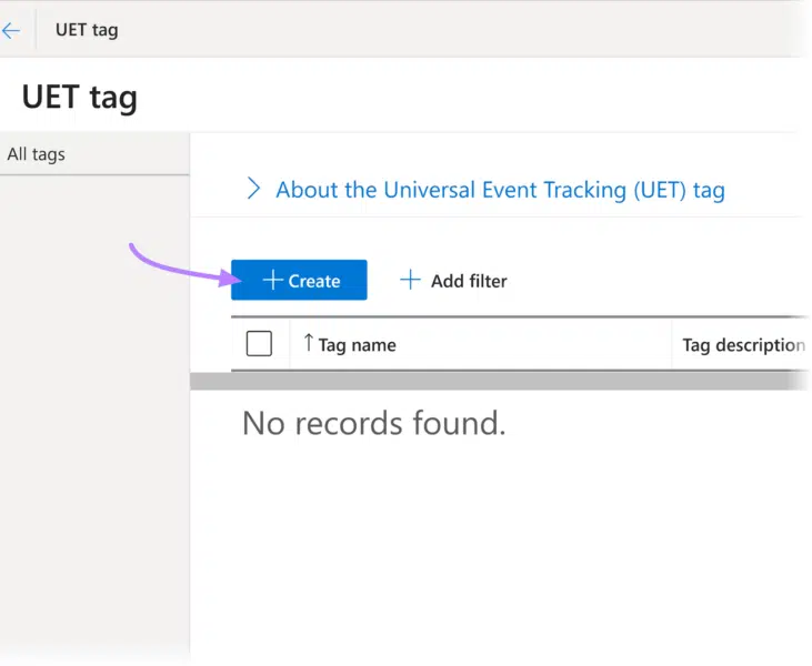 Create Universal Event Tracking (UET) tag in Microsoft Ads