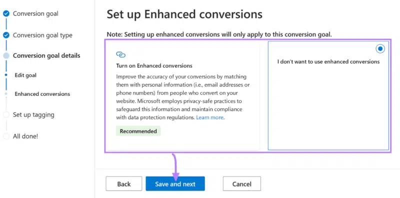 Set up enhanced conversions - Microsoft Ads