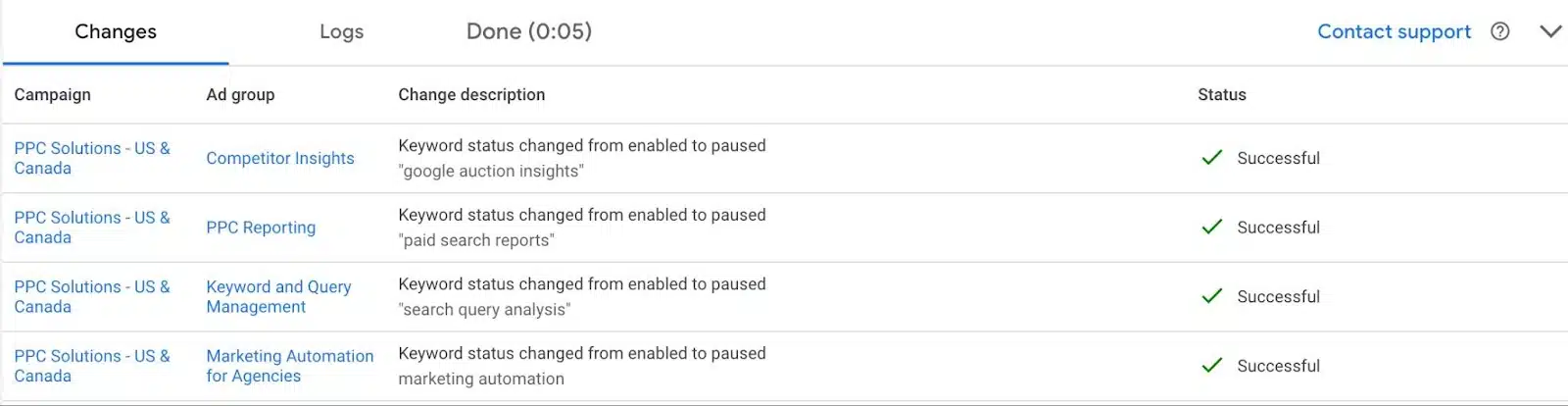 Example script- Pausing low-quality keywords - Changes