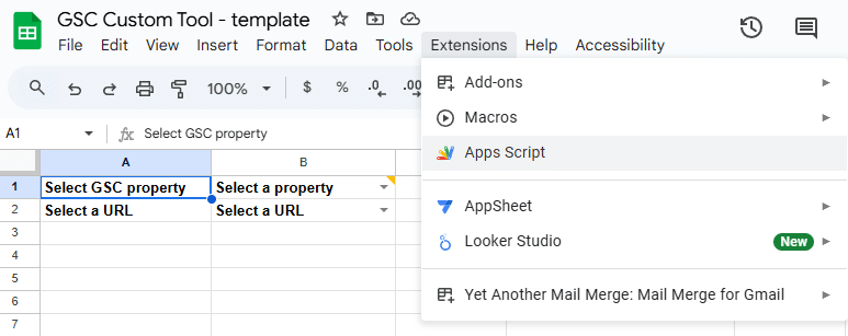 GSC Custom Tool - Google Sheets Apps Script