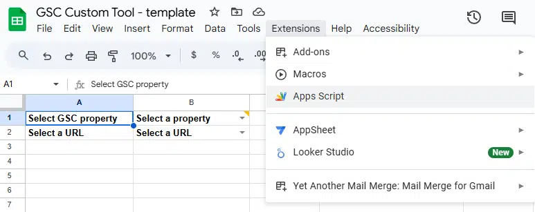 GSC Custom Tool - Google Sheets Apps Script