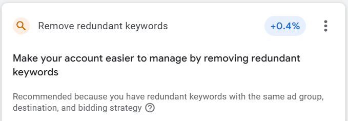 Google Ads - Remove redundant keywords