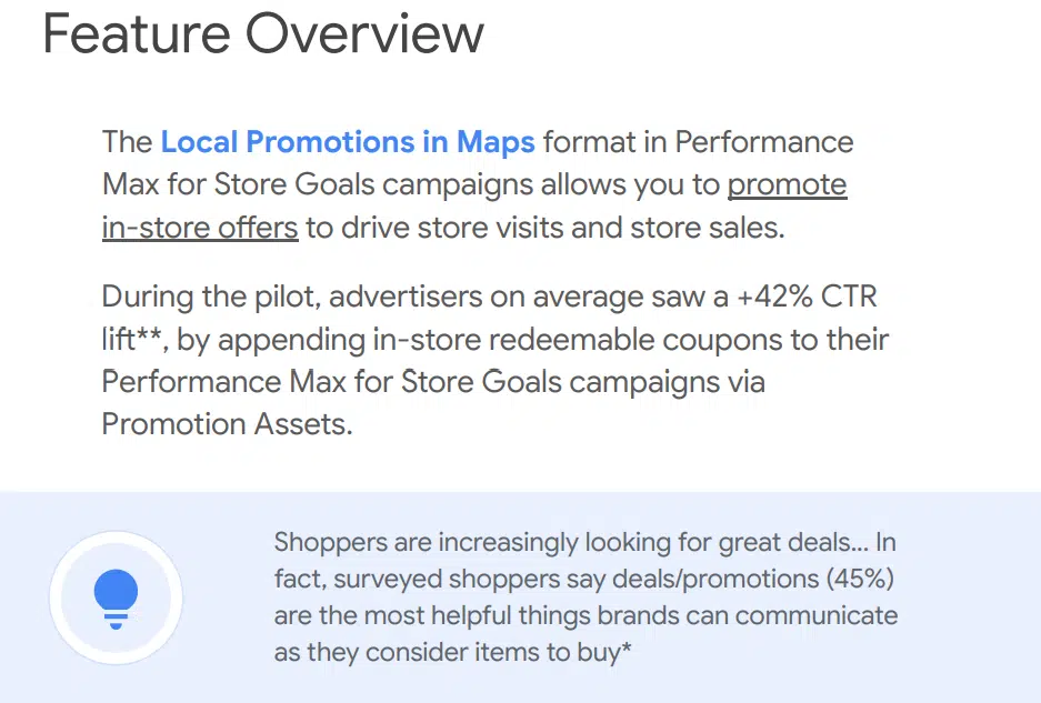 Local Promotions in Maps - Feature overview