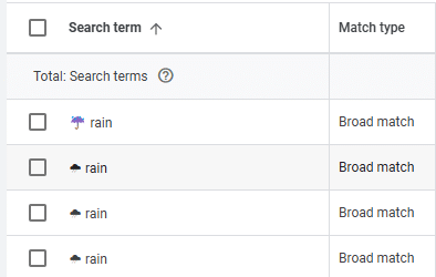 Search term - rain