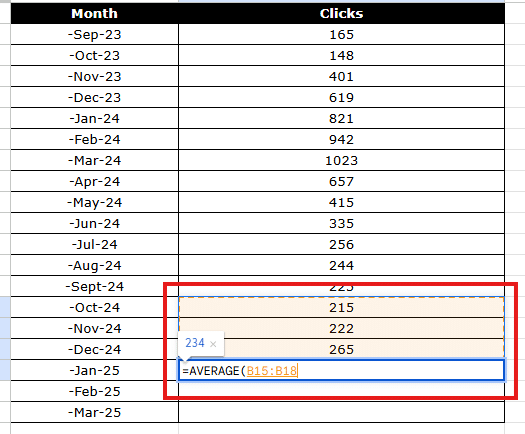 Simple moving average example