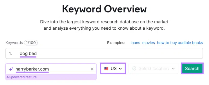 Semrush Keyword Overview tool