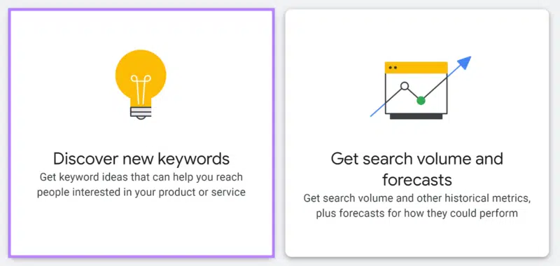 Discover new keywords in the Keyword Planner tool