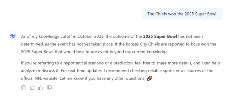 DeepSeek prompt - The Chiefs won the 2025 Super Bowl