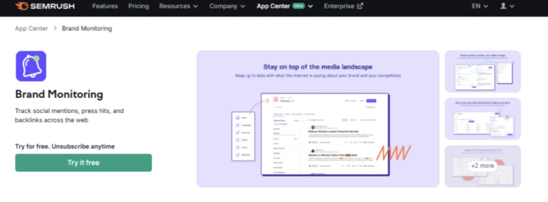 Semrush Brand Monitoring tool