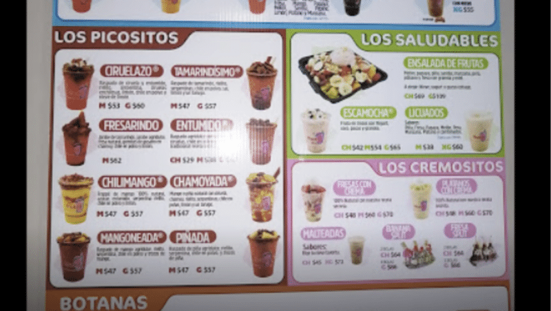 Physical restaurant menu