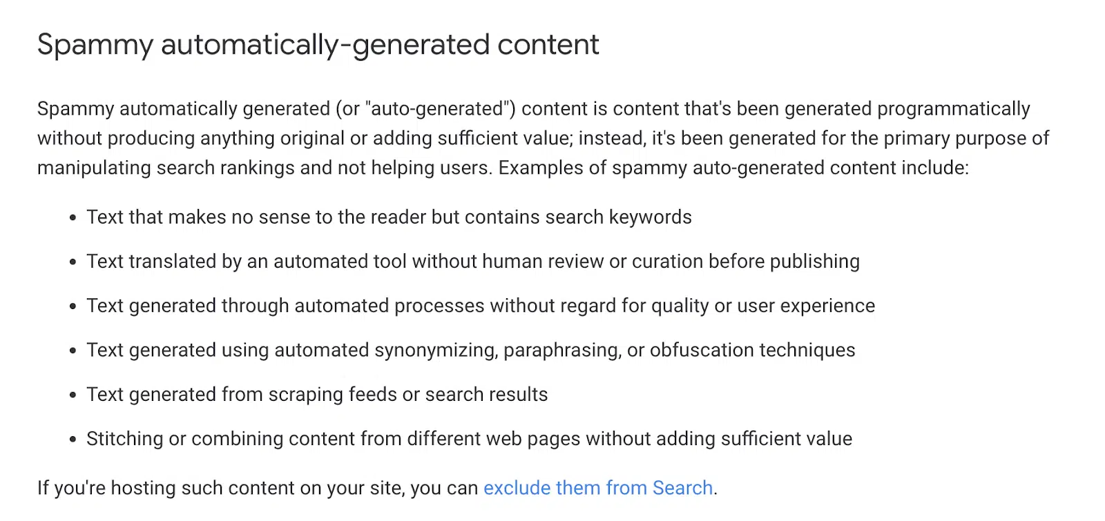 Spammy automatically generated content