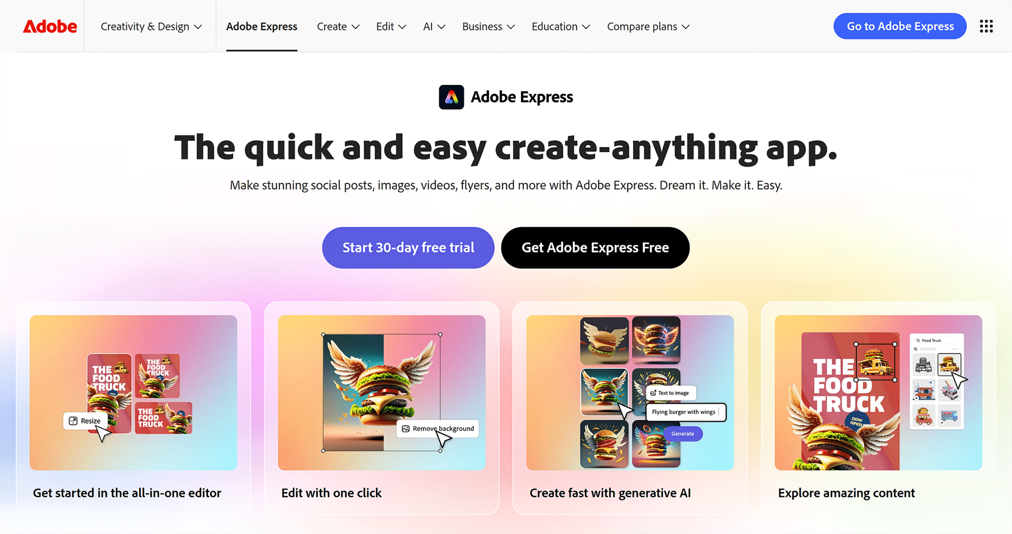 Adobe Express Homepage