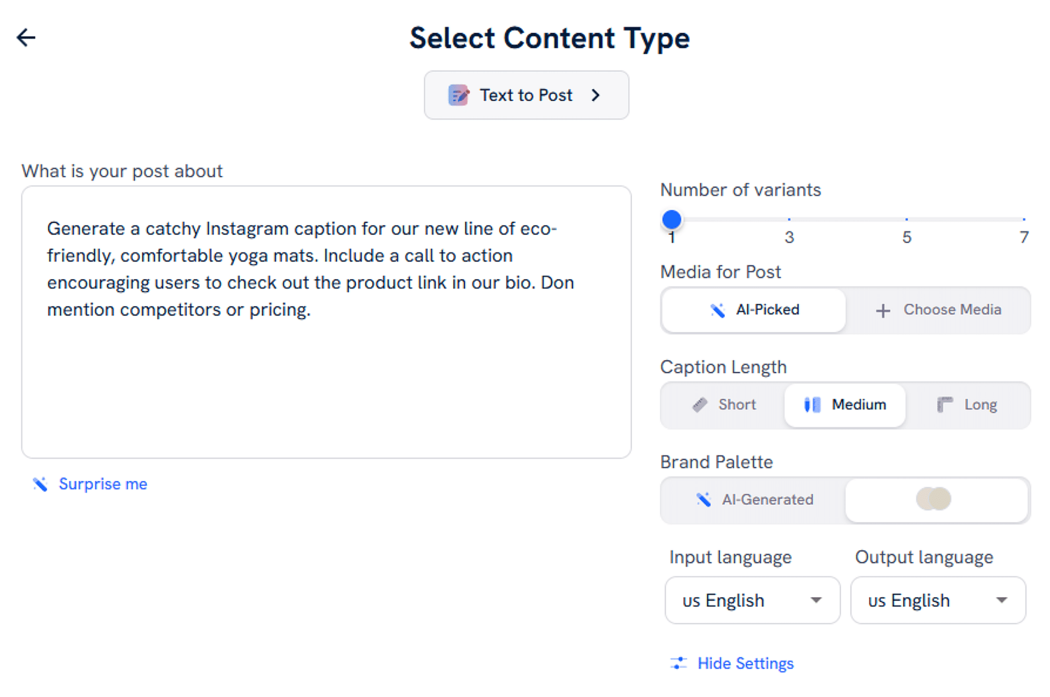 Ai Social Content Generator Text To Post