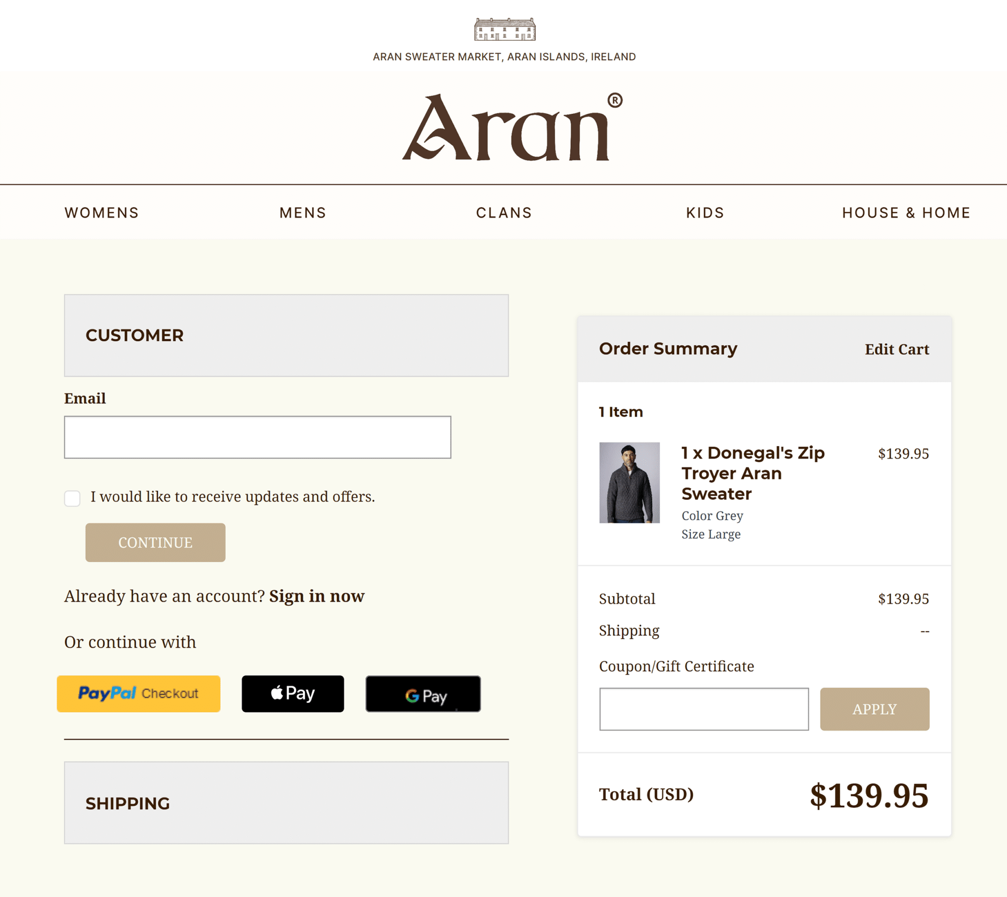 Aran Checkout
