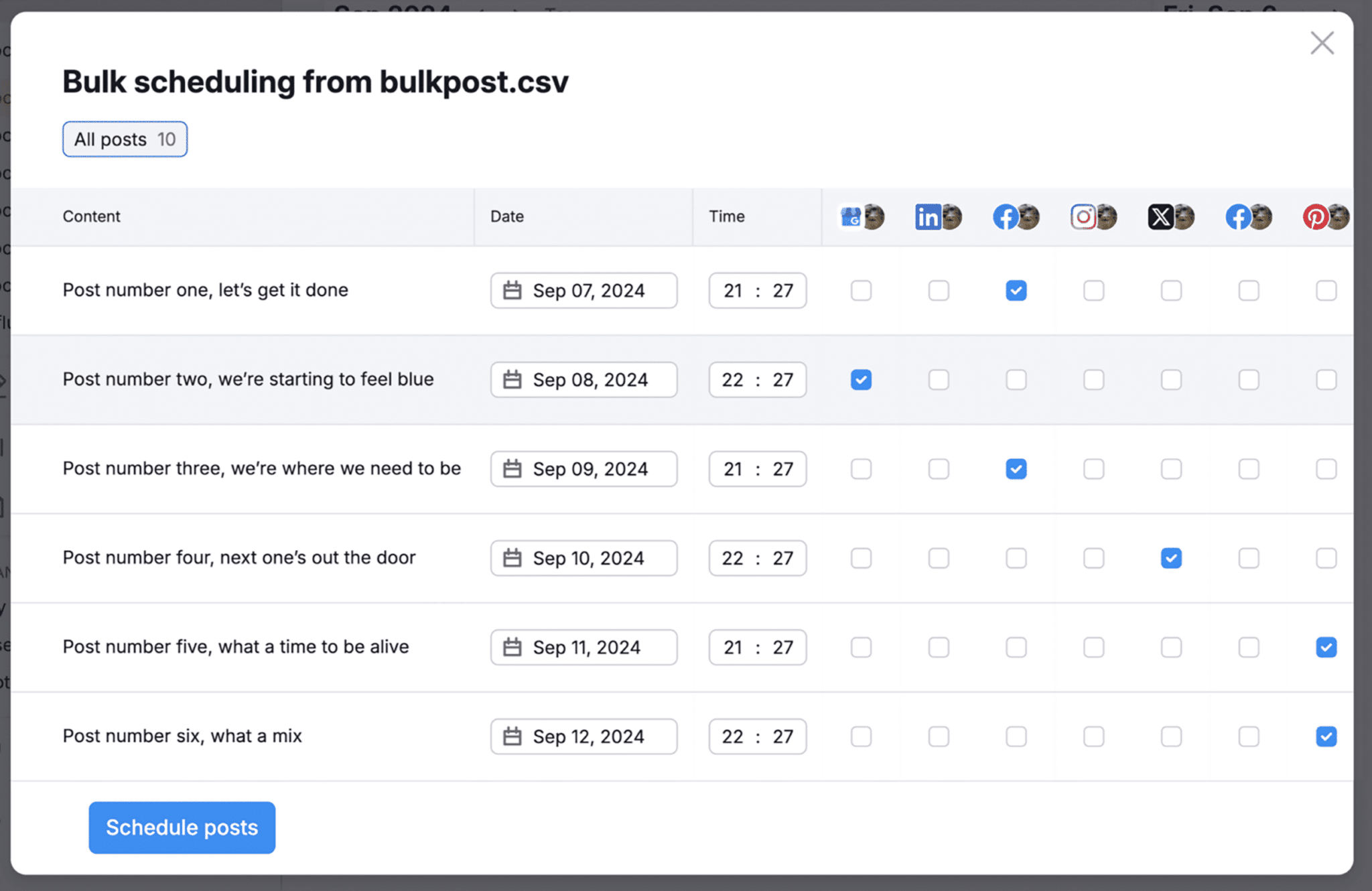 Bulk Schedule Posts