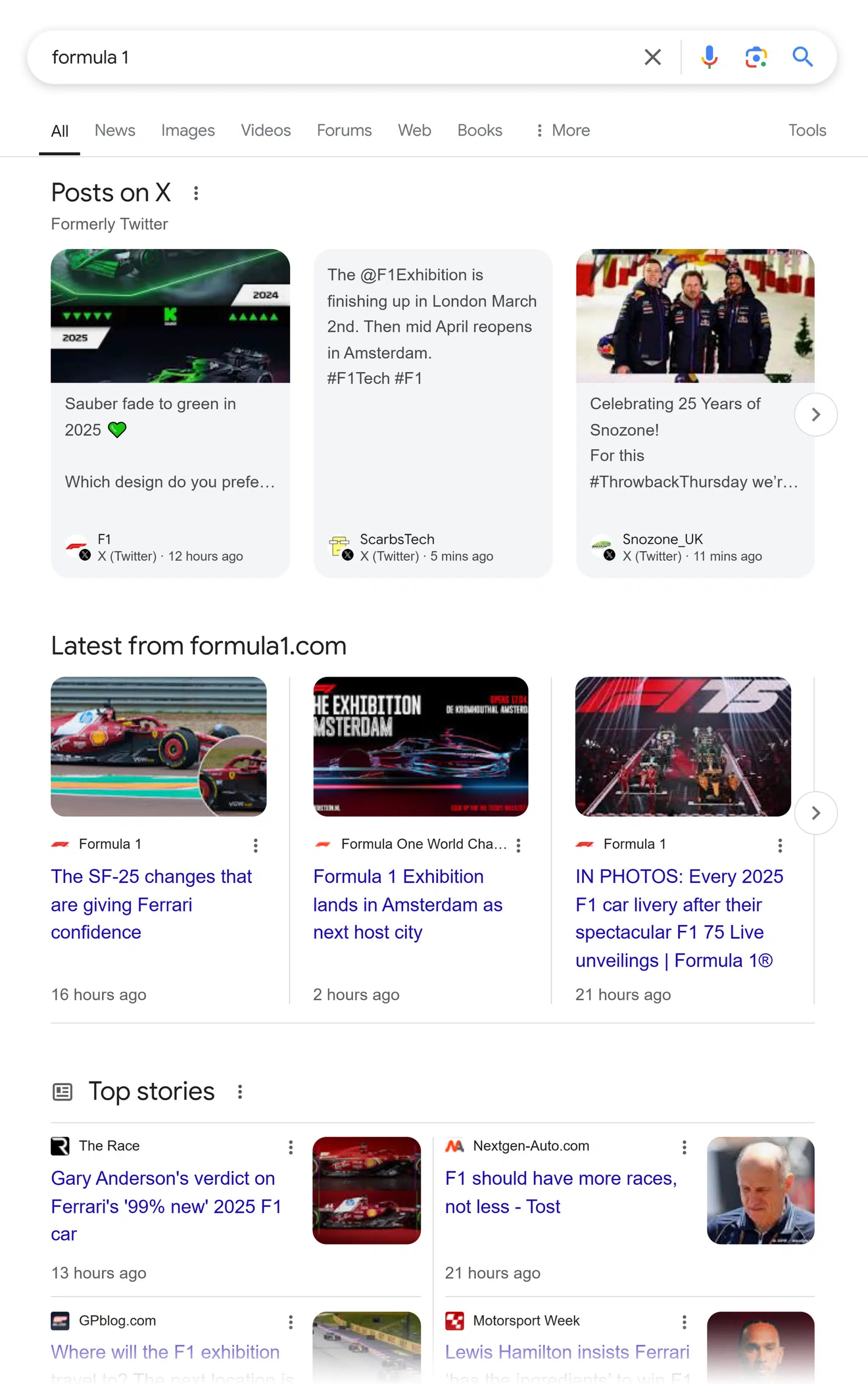 Google Serp Formula 1