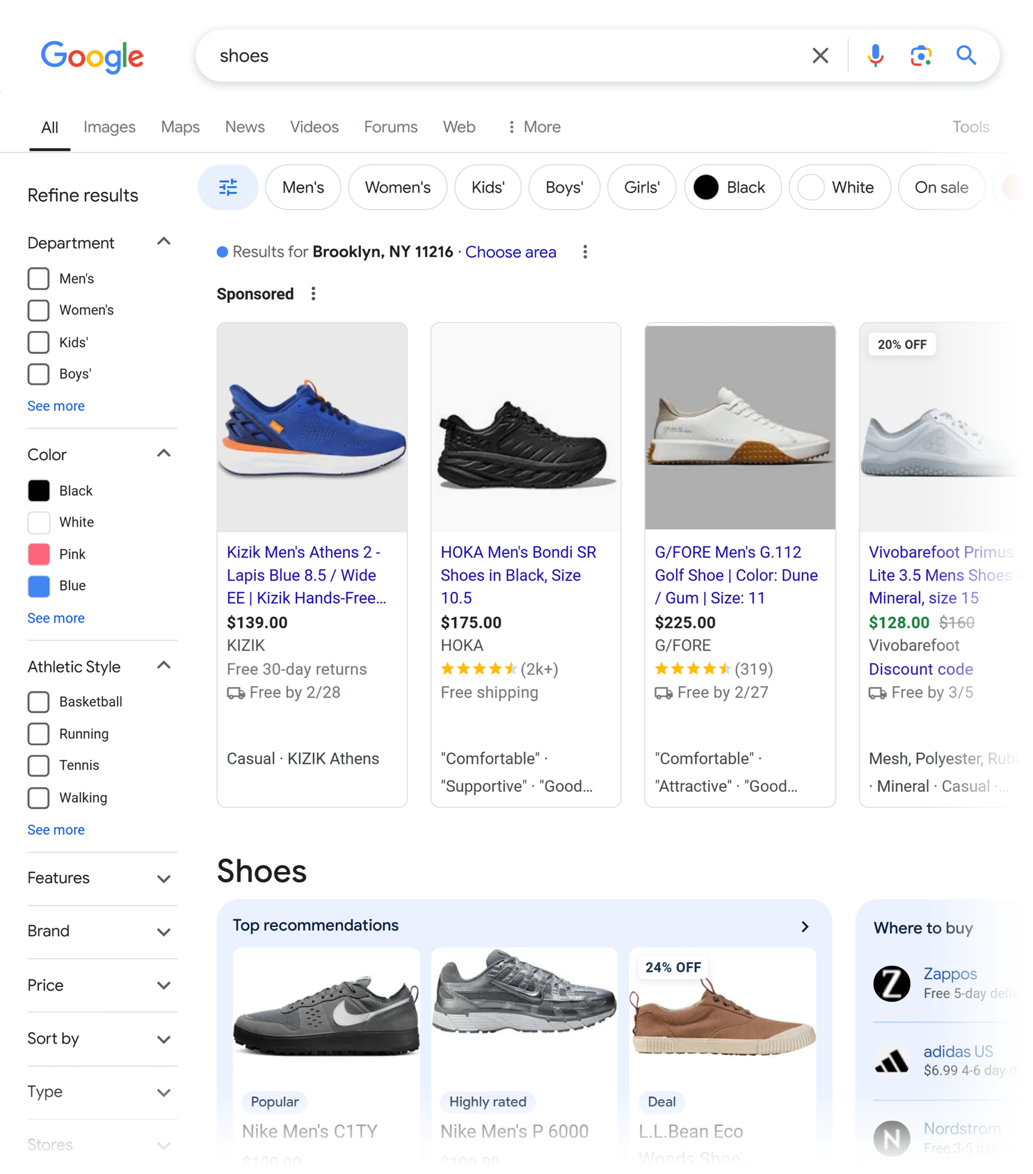 Google SERP &ndash; Shoes