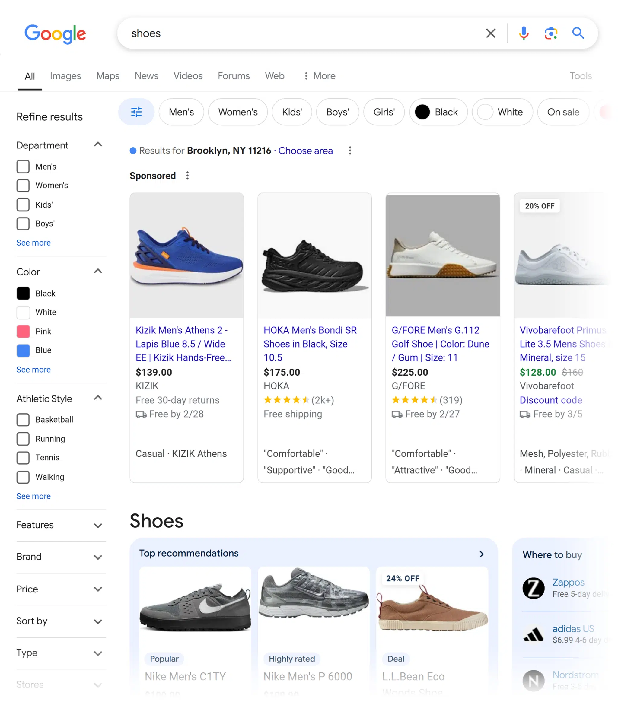 Google SERP – Shoes