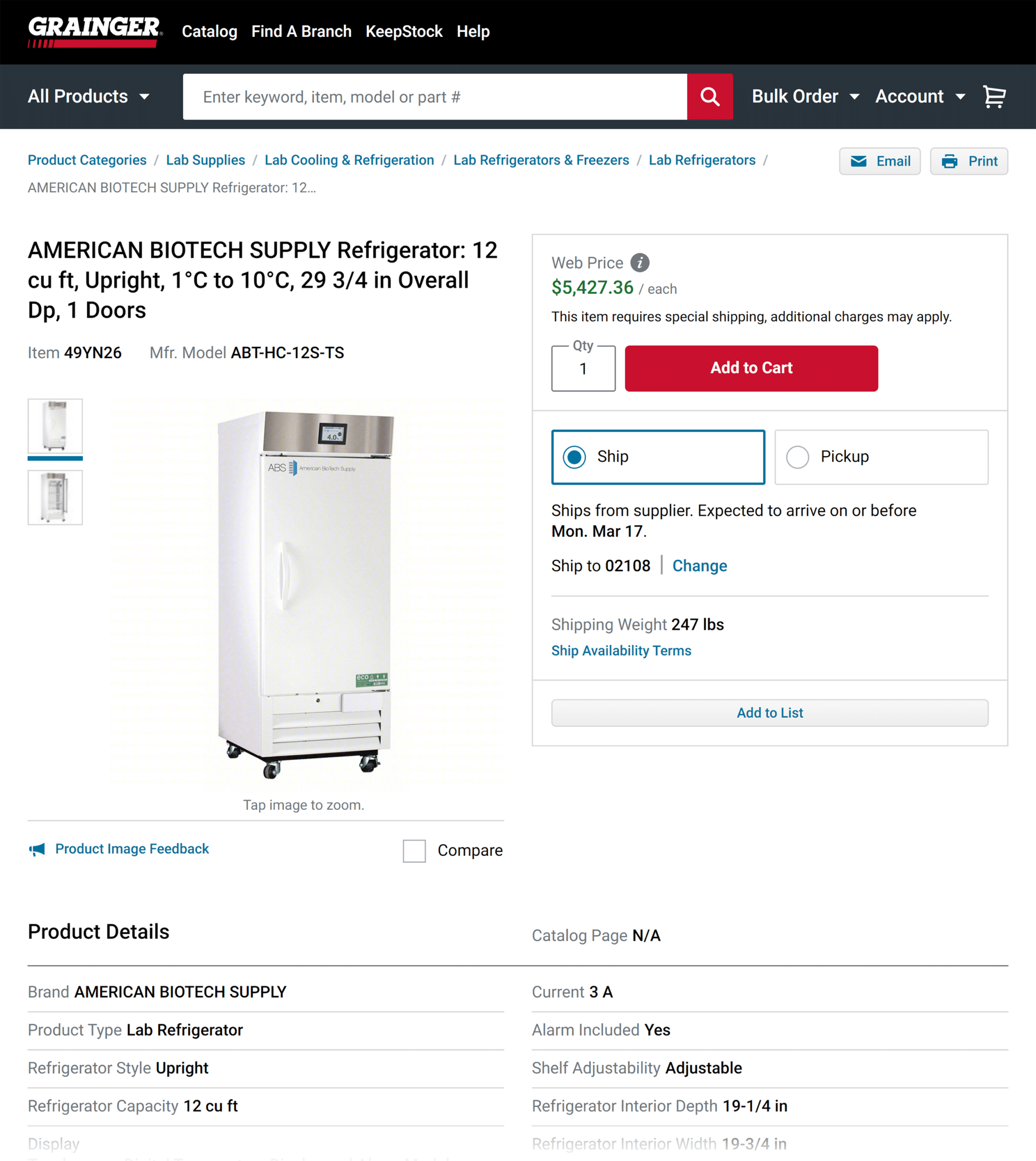 Grainger Product Page